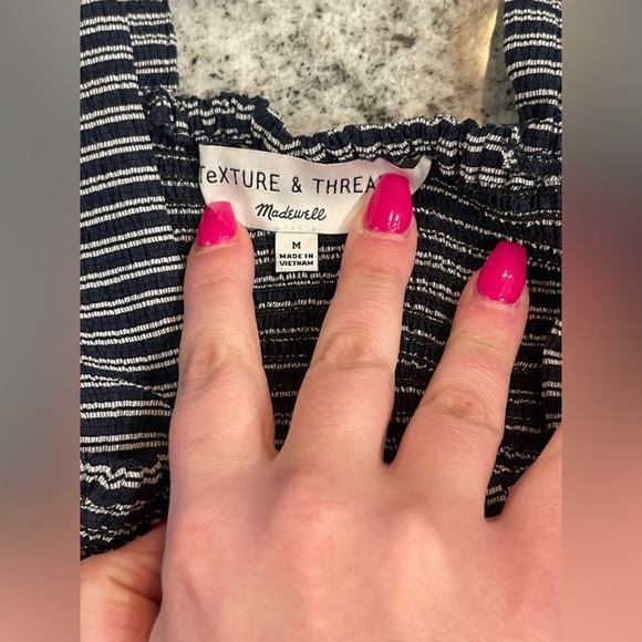 Madewell Black and White Fitted Peplum Tank Top - Picture 3 of 4